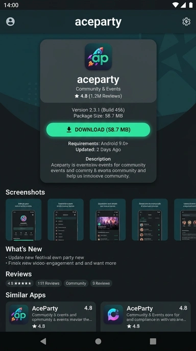 Tampilan halaman APK aceparty