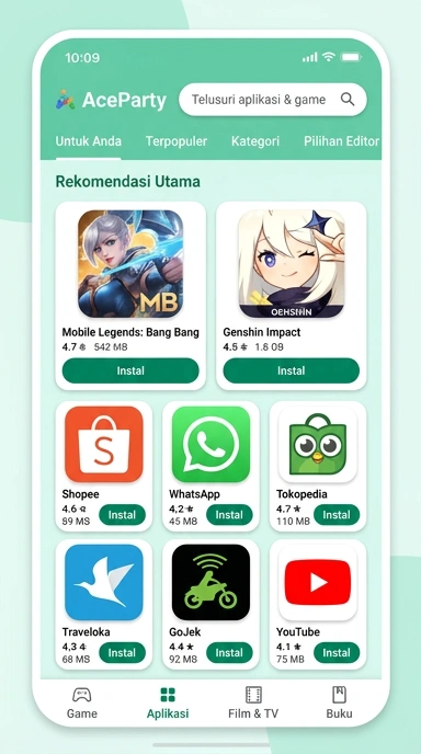 Tampilan katalog aplikasi aceparty