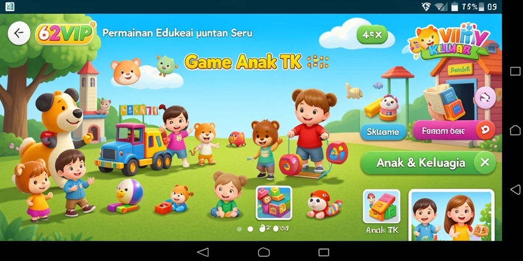 Antarmuka aplikasi Game Anak TK yang menarik dan edukatif.