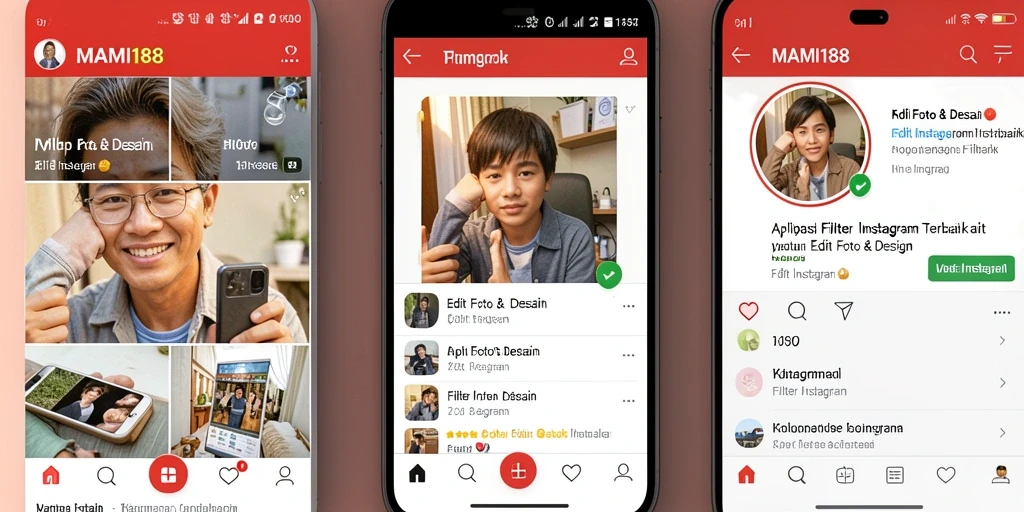 Antarmuka MAMI188 dengan berbagai pilihan filter Instagram yang menarik.