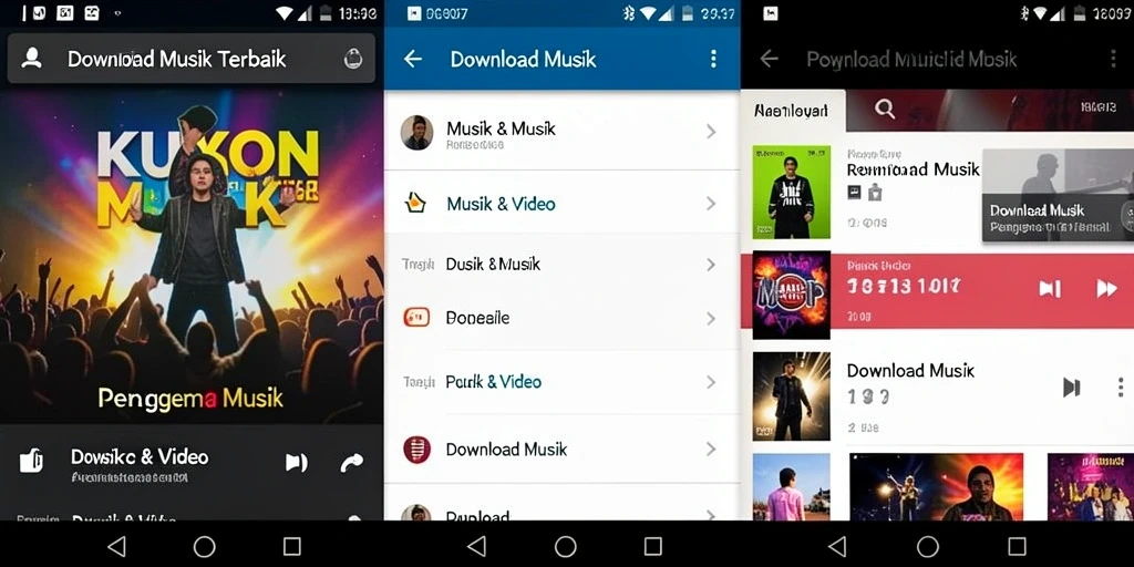 Antarmuka aplikasi PRG007 yang sederhana dan fungsional untuk Download Musik.
